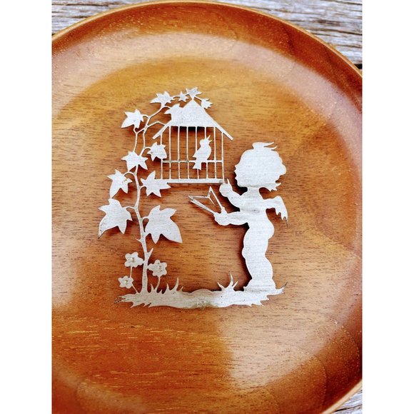 Vintage Wood German Plaques Metal Work Cherub Deer Tree - Picture 5 of 6